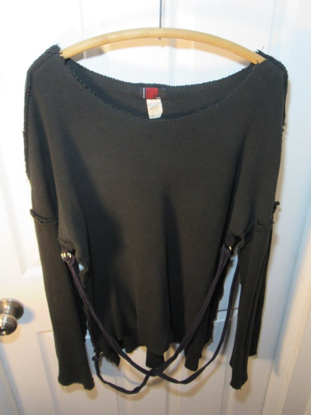 Vtg Tripp NYC Bondage Straps D Rings Punk Goth Emo Daang Goodman Black Shredded